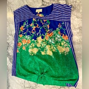 Anthropologie size medium silky shirt tie front new